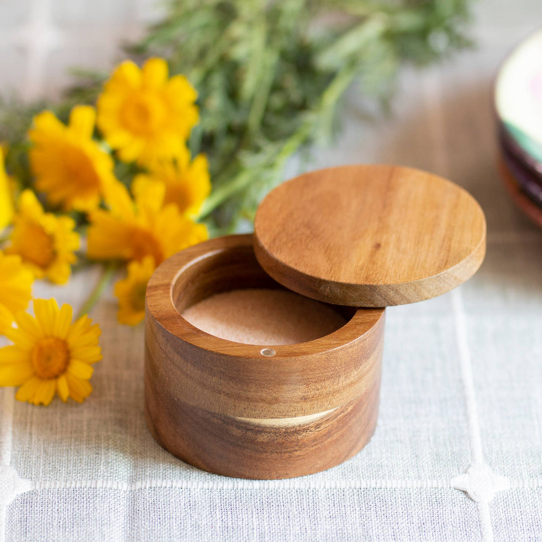 Rock & Branch® Acacia Salt Cellar with Swivel Lid - Premium Kitchen Accessories from Totally Bamboo - Just $18.95! Shop now at Pat's Monograms