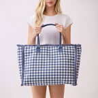 Gingham Check Frayed Trim Tote Bag - Premium tote bag from Hana - Just $22.95! Shop now at Pat's Monograms