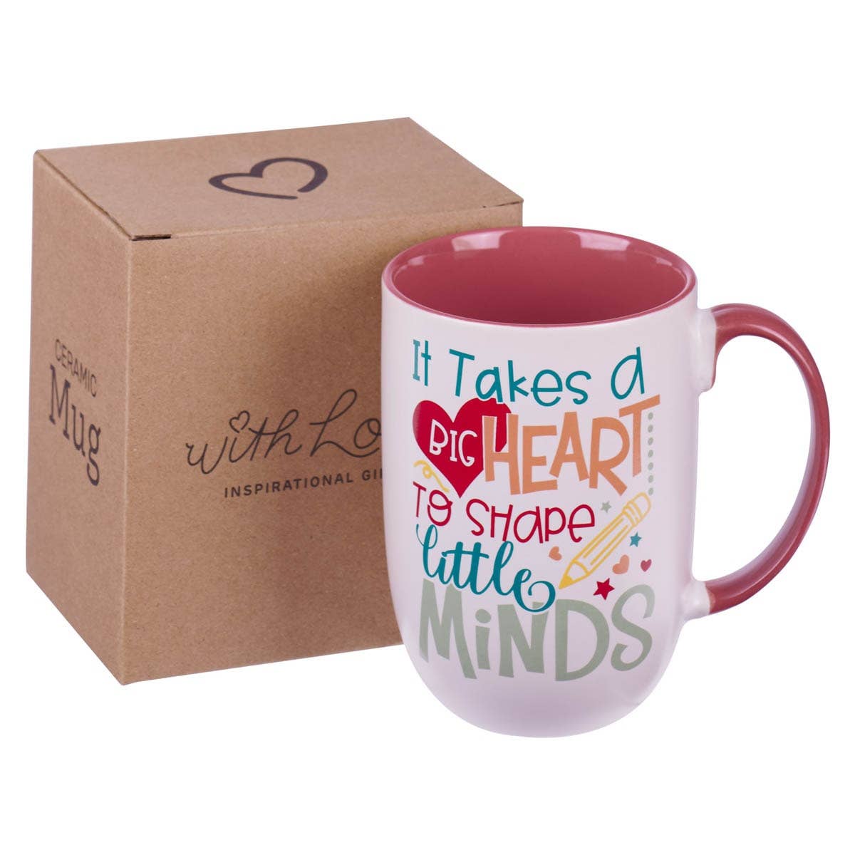 Mug Red Big Heart to Shape Minds - Premium  from Christian Art Gifts - Just $14.95! Shop now at Pat's Monograms