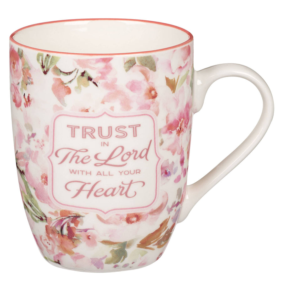 Mug Coral Floral Trust in the Lord Prov. 3:5-6 - Premium Christian Gift Items from Christian Art Gifts - Just $9.95! Shop now at Pat's Monograms