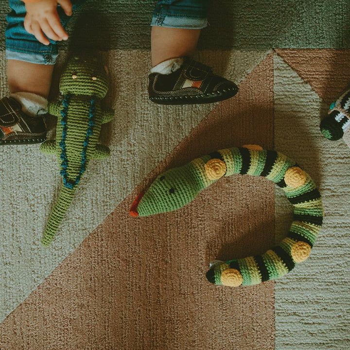 Crocodile Rattle – Handmade Organic Cotton Jungle Baby Toy - Premium Baby Toys & Activity Equipment from Pebble - Just $28.95! Shop now at Pat's Monograms