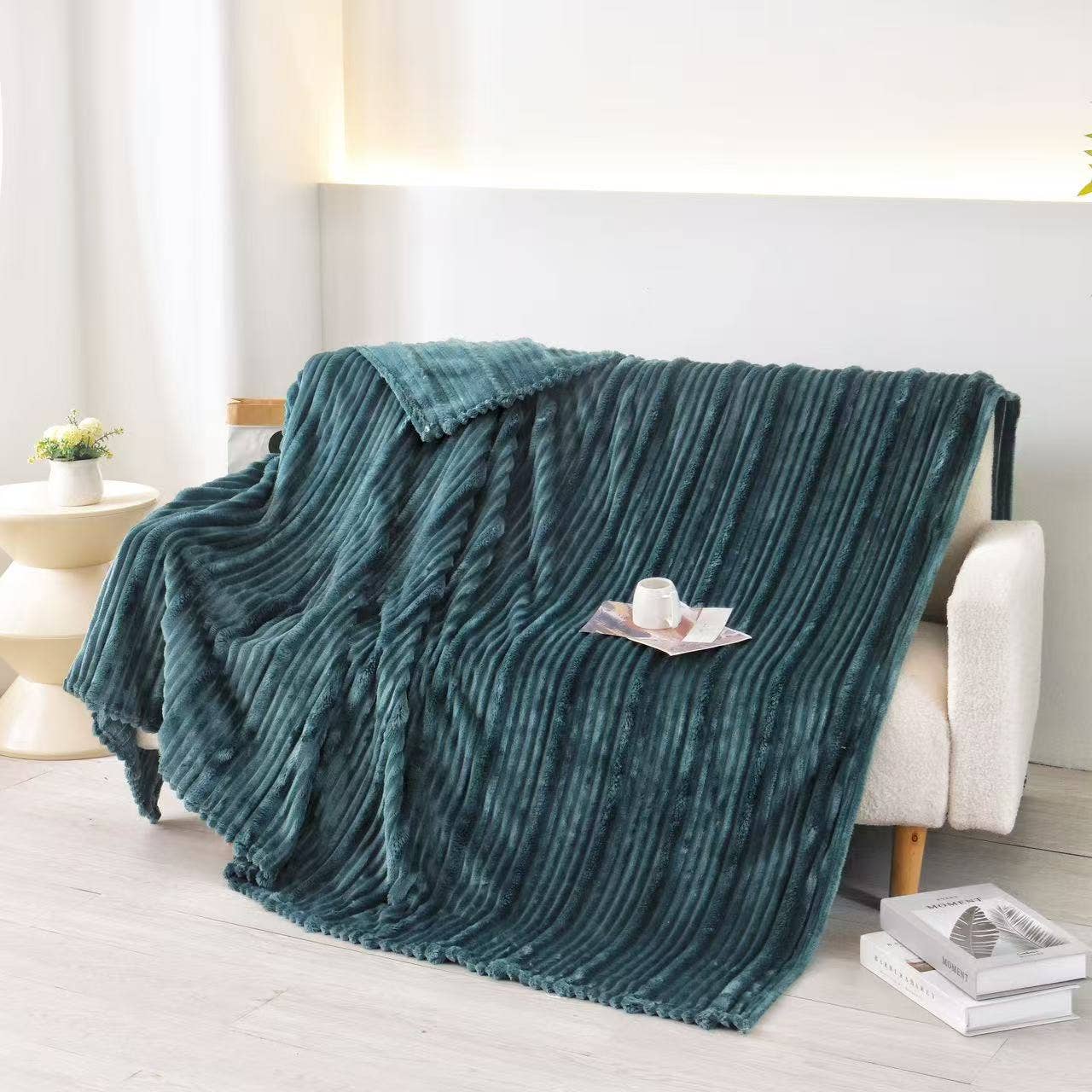 Ultra Soft Ribbed Blanket - Plush Flannel Throw - Premium blankets from FLUFFERY - Just $21.95! Shop now at Pat's Monograms