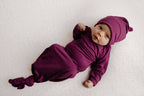 Knotted Newborn Baby Gown Plum Purple - Premium baby and Toddler Outfits from Three Little Tots - Just $26.95! Shop now at Pat's Monograms