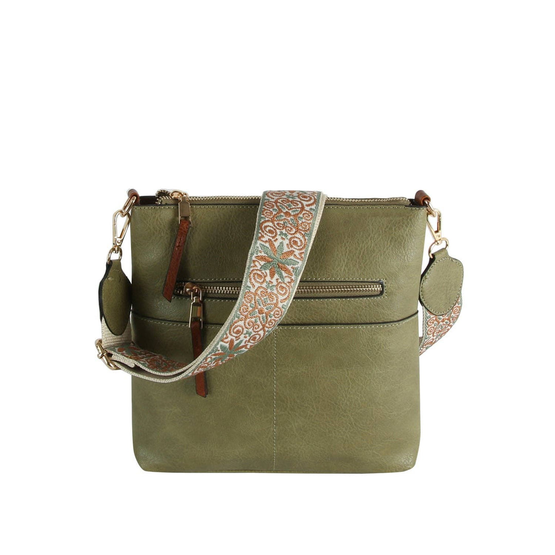 Guitar Strap Leather Front Zipper Crossbody Bag - Premium handbag from Handbag Factory Corp - Just $38.95! Shop now at Pat's Monograms