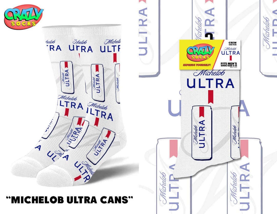 MICHELOB ULTRA CANS CRAZY SOCKS - Premium Socks from Crazy Socks - Just $8! Shop now at Pat's Monograms