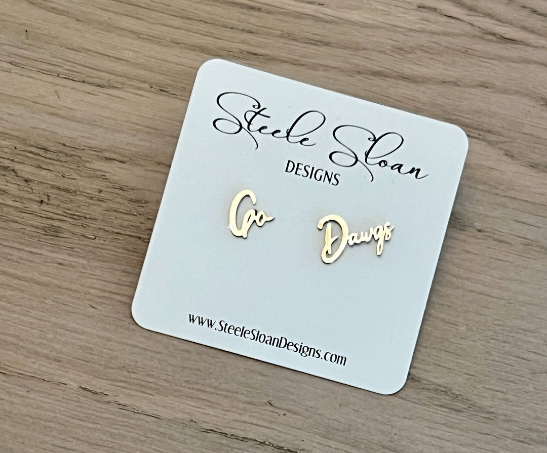 Go Dawgs Cute Game Day Gold Stud Earrings Dawgs Fans - Premium jewelry from Steele Sloan Designs - Just $14.95! Shop now at Pat's Monograms