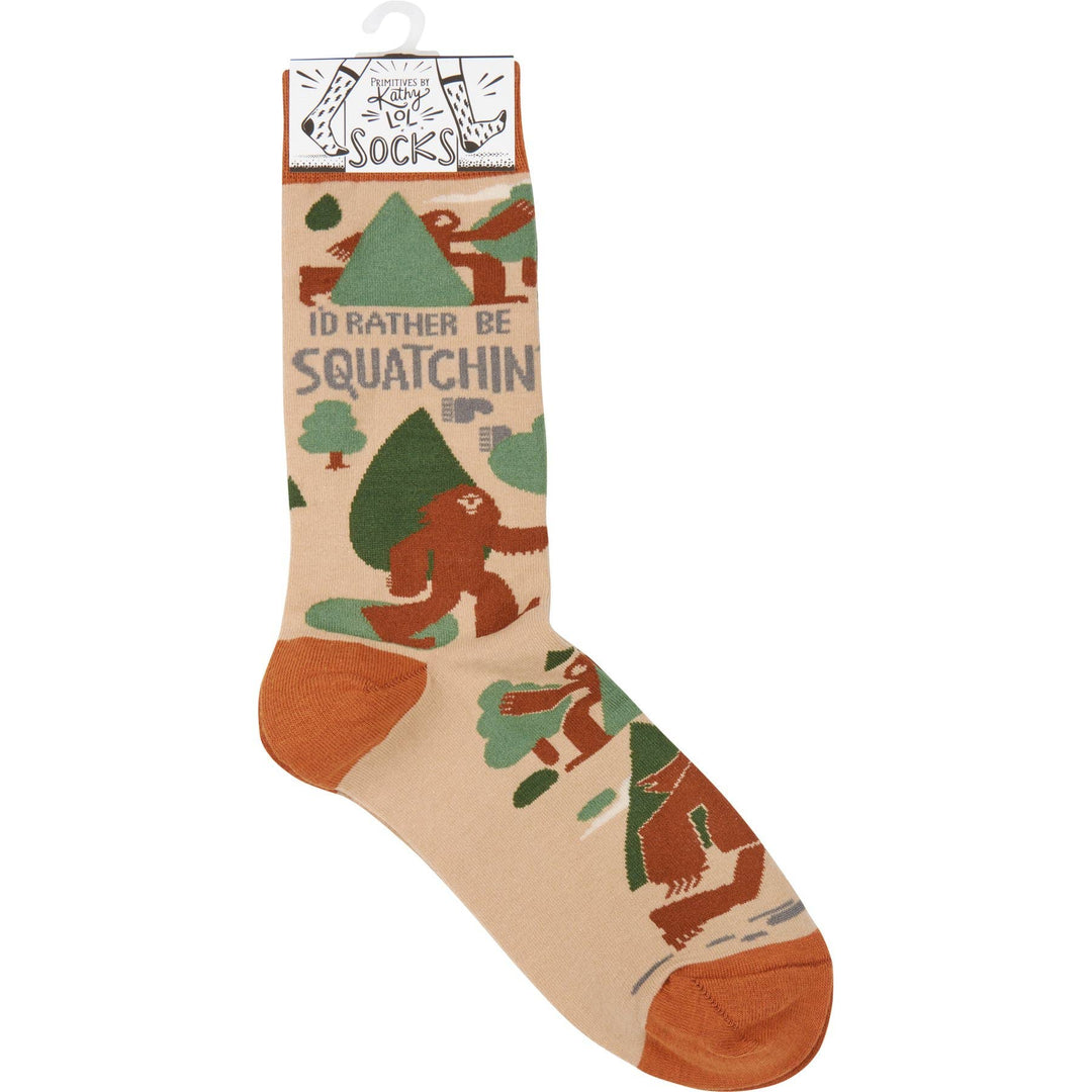 I'd Rather Be Squatchin' Socks - Premium Socks from Primitives by Kathy - Just $10.95! Shop now at Pat's Monograms