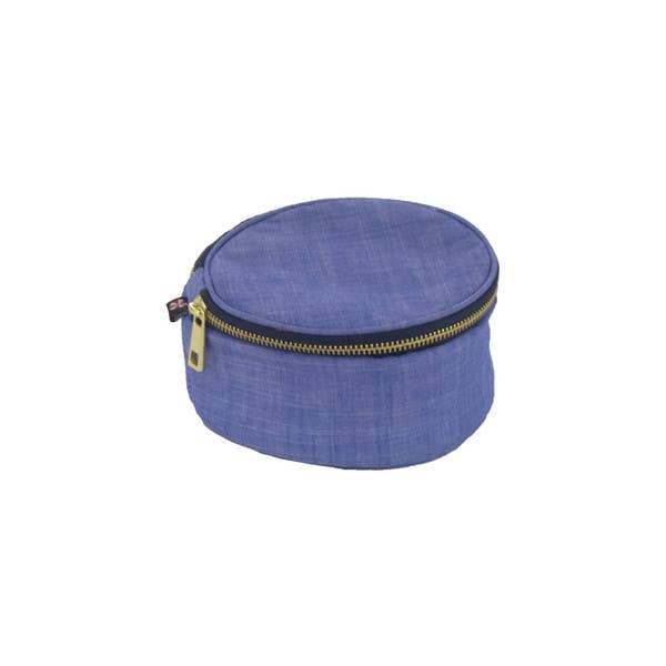 6" Navy Chambray Button Bag - Premium jewelry case from Mint - Just $21.95! Shop now at Pat's Monograms