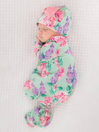 SoftSnooze™ Baby Girls Bamboo Viscose Sage Garden Ruffle Knotted Sleep Gown & Bow Hat Set - Premium Baby Sleepwear from RuffleButts + RuggedButts - Just $42.95! Shop now at Pat's Monograms