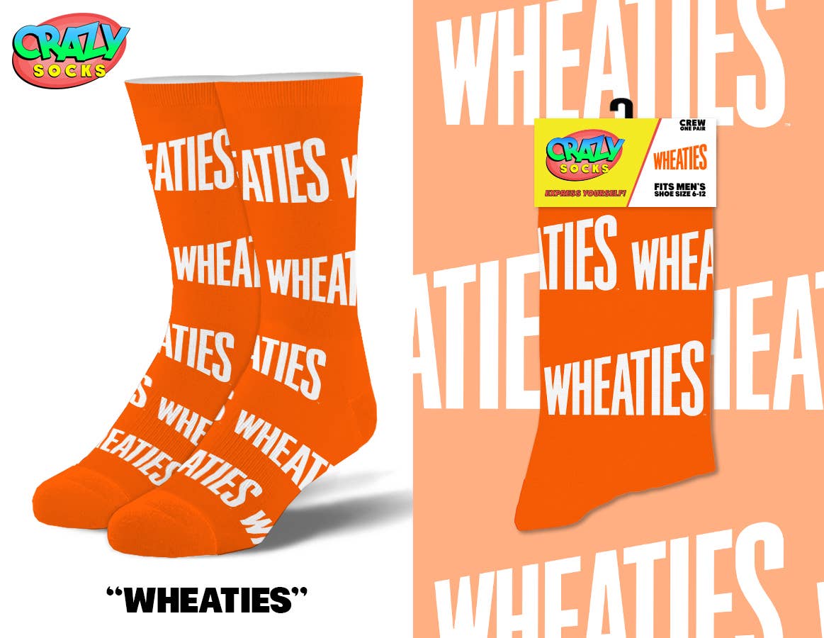 WHEATIES CRAZY SOCKS - Premium Socks from Crazy Socks - Just $8! Shop now at Pat's Monograms
