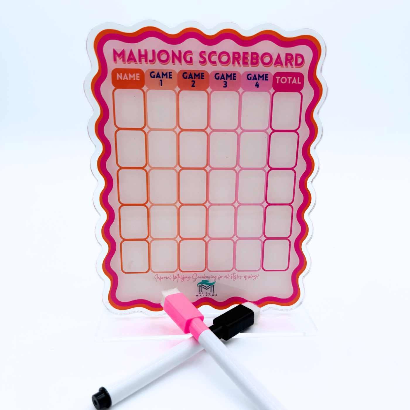 Mahjong Scoreboard (2 color combos) | Scalloped Dry Erase Board with Stand & Markers - Premium Mahjong from My Fair Mahjong - Just $30! Shop now at Pat's Monograms