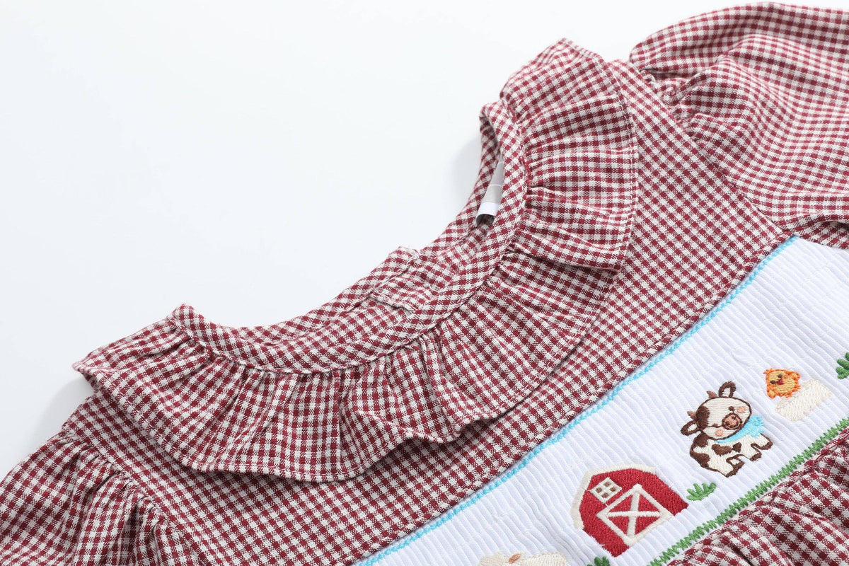Red and Cream Gingham Farm Smocked Dress — Lil Cactus