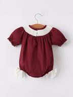 Dark Red Smocked Church Christ Bishop Christening Girls Romper - Premium Baby & Toddler Outfits from Rylee Faith Designs - Just $24.95! Shop now at Pat's Monograms