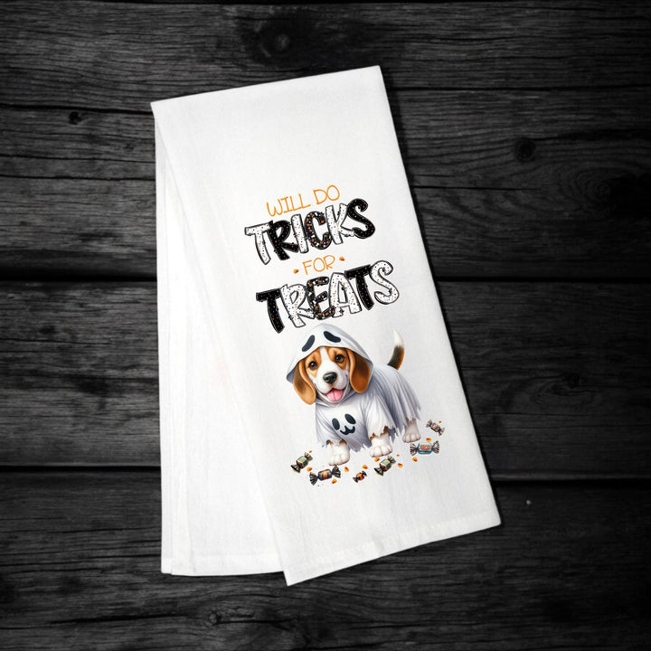 Beagle - Will Do Tricks for Treats Tea Towel - Premium Kitchen Towel from Pat's Monograms - Just $14.95! Shop now at Pat's Monograms