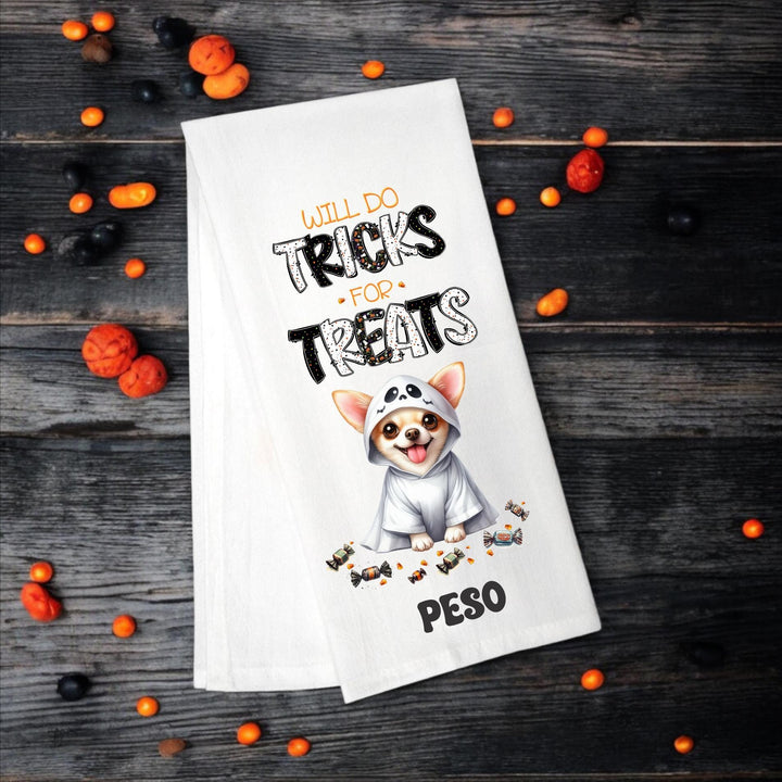 Chihuahua - Will Do Tricks for Treats Tea Towel - Premium Kitchen Towel from Pat's Monograms - Just $14.95! Shop now at Pat's Monograms