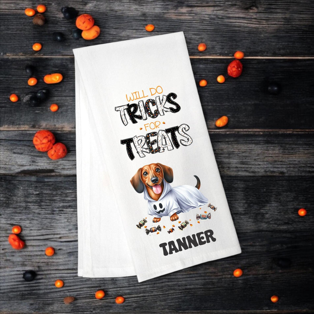 Dachshund - Will Do Tricks for Treats Tea Towel - Premium Kitchen Towel from Pat's Monograms - Just $14.95! Shop now at Pat's Monograms