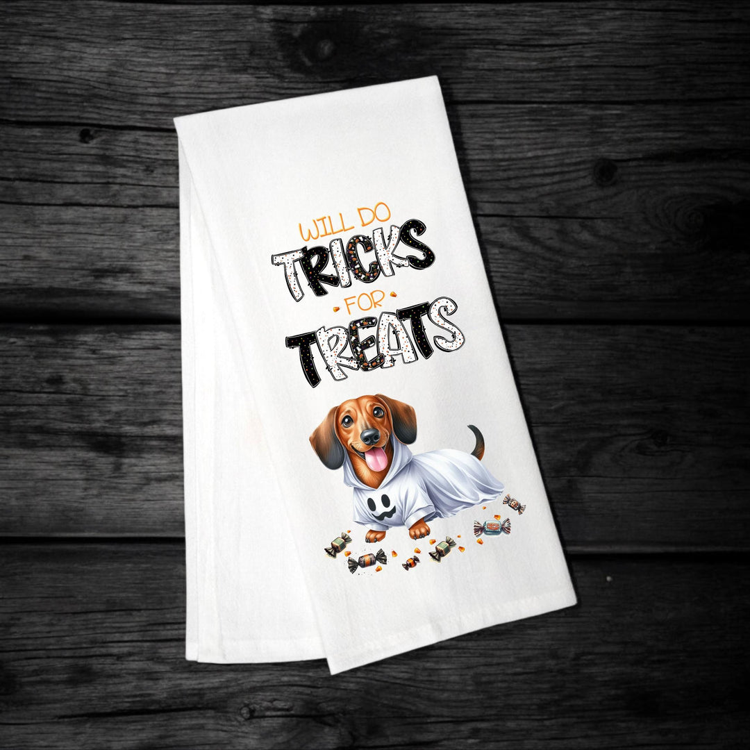 Dachshund - Will Do Tricks for Treats Tea Towel - Premium Kitchen Towel from Pat's Monograms - Just $14.95! Shop now at Pat's Monograms