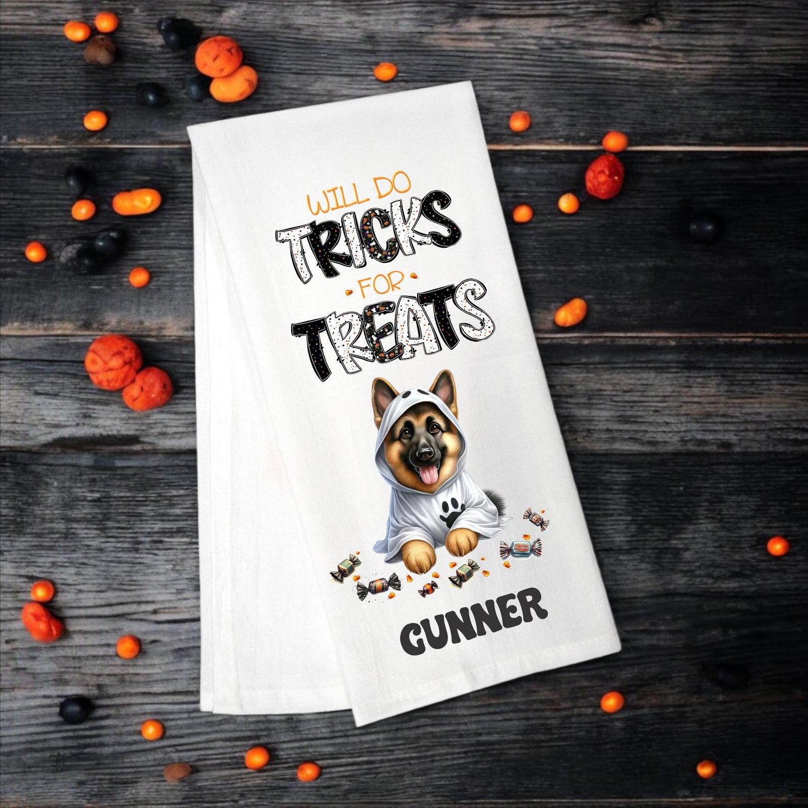 German Shepherd - Will Do Tricks for Treats Tea Towel - Premium  from Pat's Monograms - Just $14.95! Shop now at Pat's Monograms