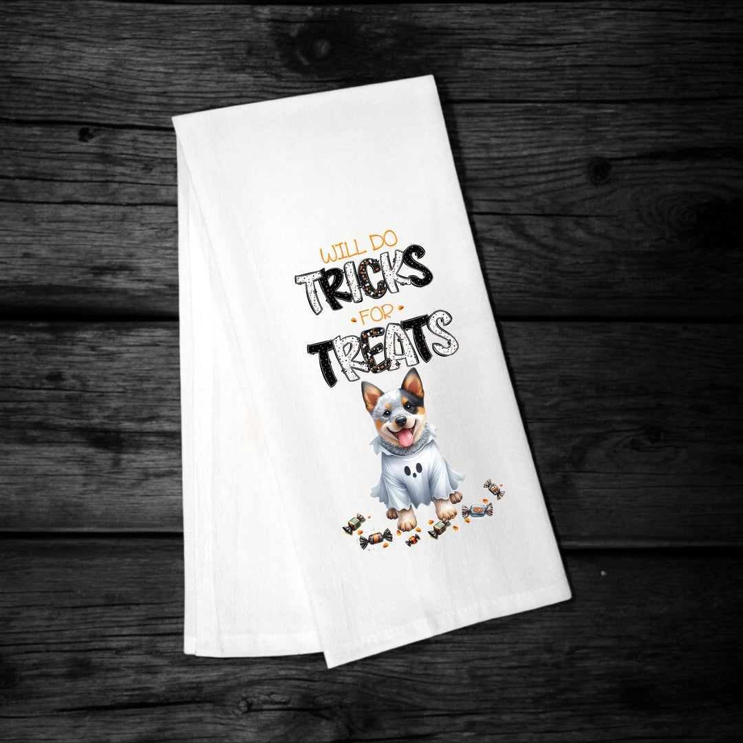 Australian Cattle Dog, Will Do Tricks for Treats Tea Towel, Aussie Mom, Kitchen Towel, Dish Towel, Flour Sack Towel, Dog Lover Gift - Premium  from Pat's Monograms - Just $15.22! Shop now at Pat's Monograms