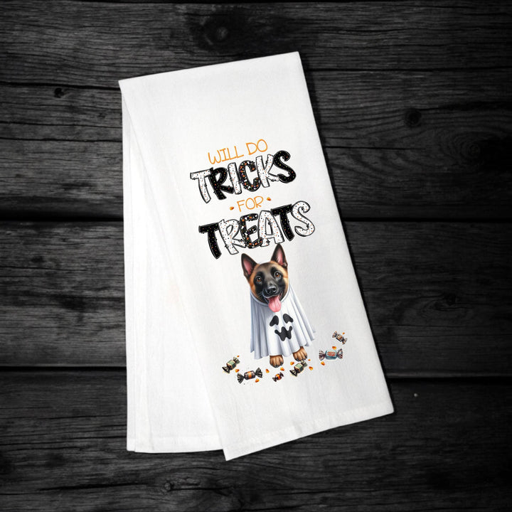 Belgian Malinois - Will Do Tricks for Treats Tea Towel - Premium Kitchen Towel from Pat's Monograms - Just $14.95! Shop now at Pat's Monograms