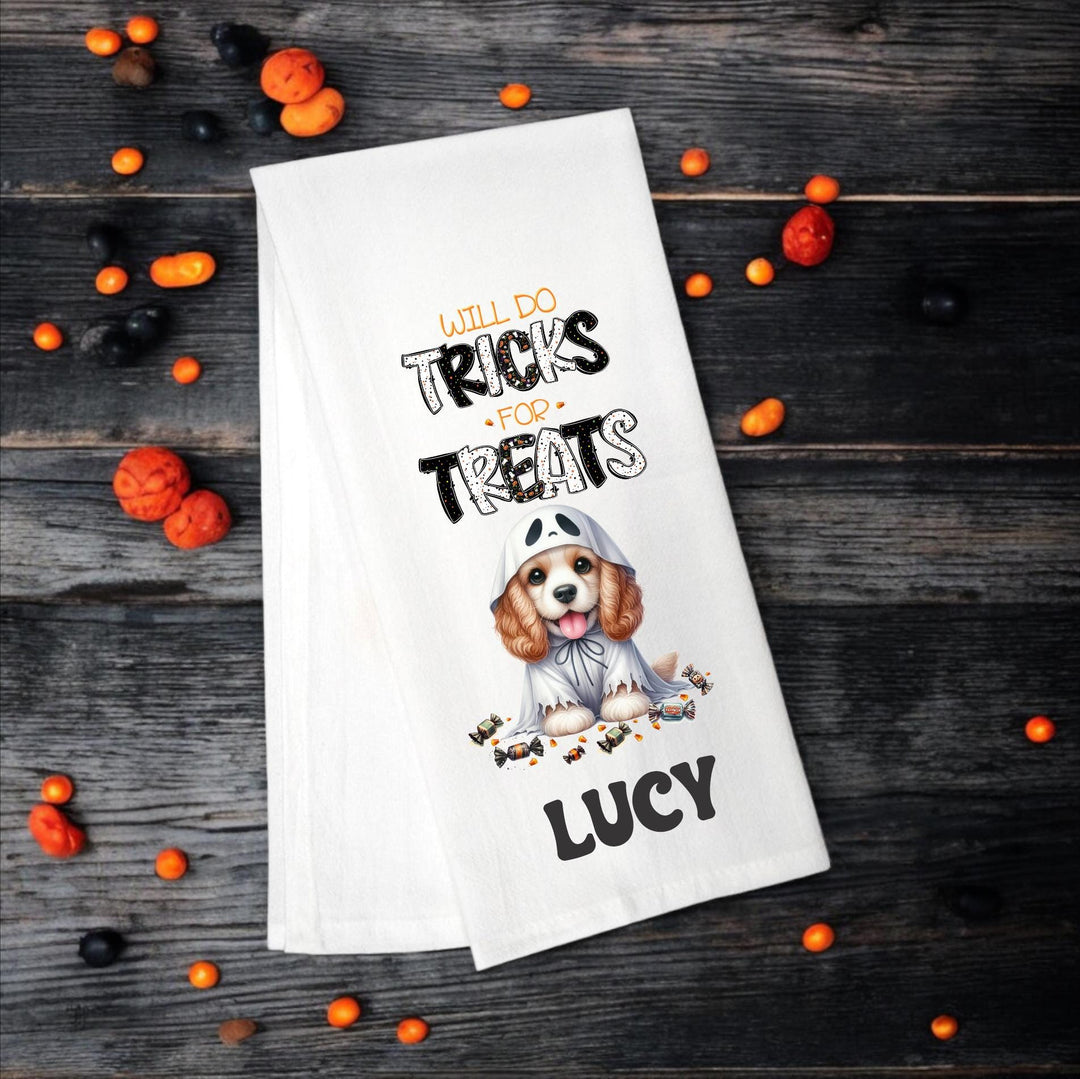 Cocker Spaniel - Will Do Tricks for Treats Tea Towel - Premium Kitchen Towel from Pat's Monograms - Just $14.95! Shop now at Pat's Monograms