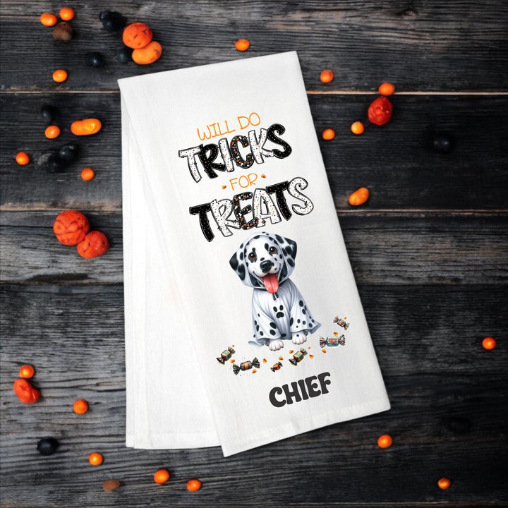 Dalmatian - Will Do Tricks for Treats Tea Towel - Premium Kitchen Towel from Pat's Monograms - Just $14.95! Shop now at Pat's Monograms