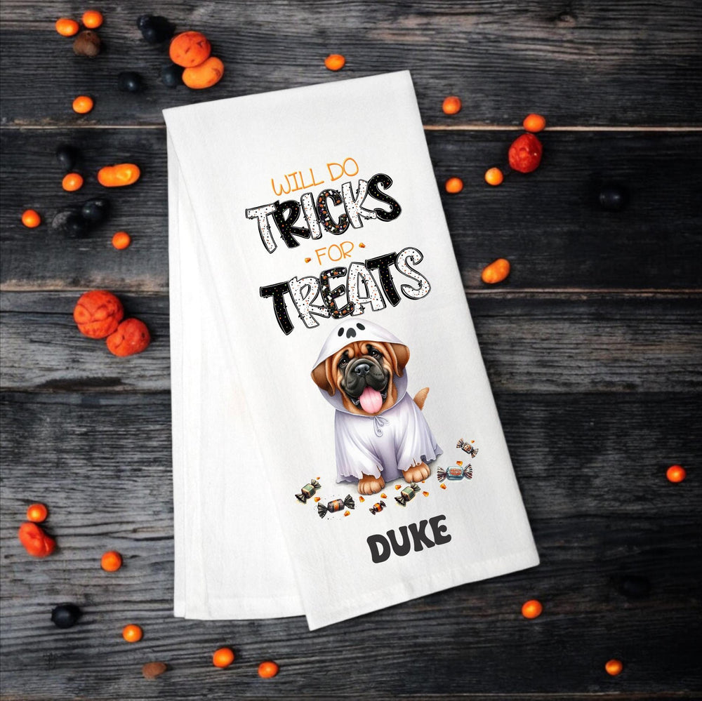 Mastiff - Will Do Tricks for Treats Tea Towel - Premium Kitchen Towel from Pat's Monograms - Just $14.95! Shop now at Pat's Monograms
