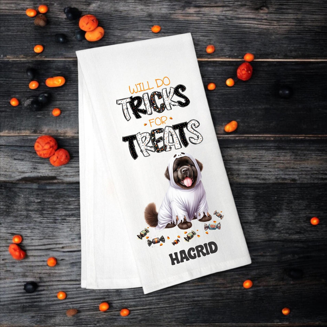 Newfoundland - Will Do Tricks for Treats Tea Towel - Premium Kitchen Towel from Pat's Monograms - Just $14.95! Shop now at Pat's Monograms