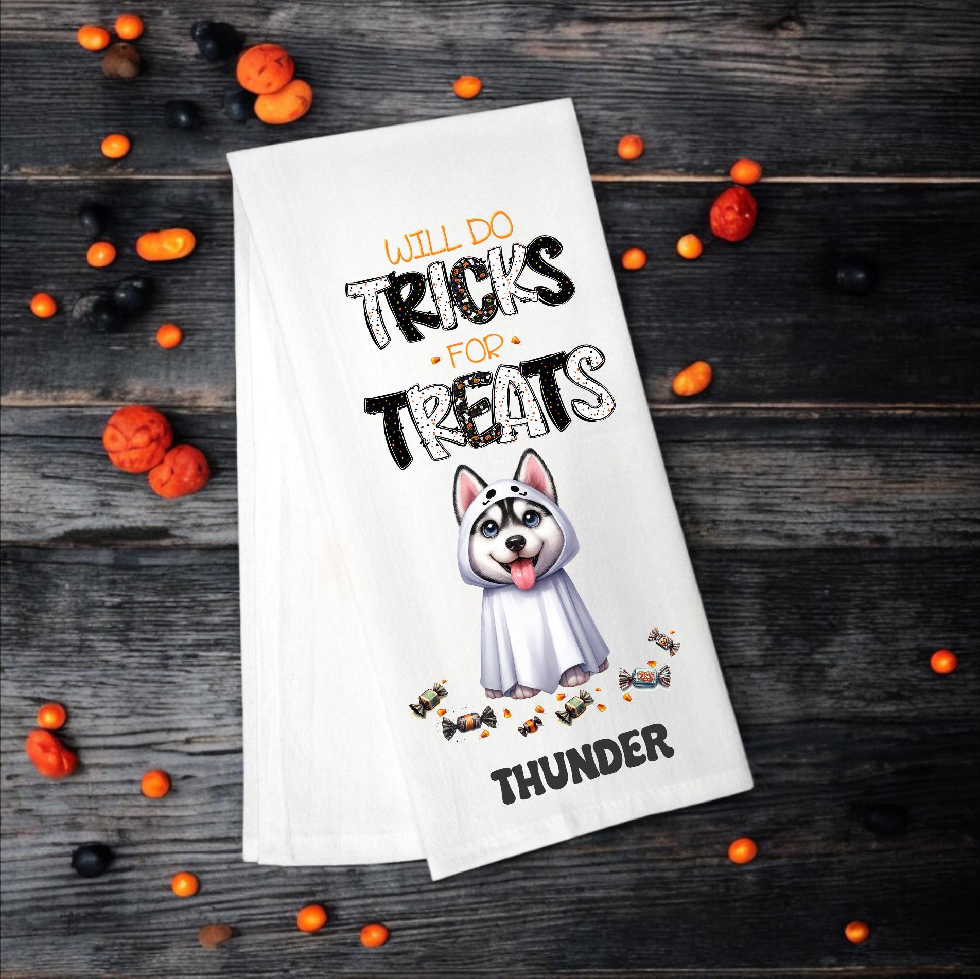 Siberian Husky - Will Do Tricks for Treats Tea Towel - Premium Kitchen Towel from Pat's Monograms - Just $14.95! Shop now at Pat's Monograms