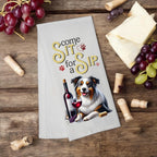 Australian Shepherd “Come Sit for a Sip” Tea Towel - Premium Kitchen Towel from Pat's Monograms - Just $14.95! Shop now at Pat's Monograms
