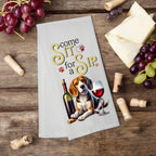 Beagle "Come Sit for a Sip" personalized tea towel, wine gift for dog mom - Premium Kitchen Towel from Pat's Monograms - Just $14.95! Shop now at Pat's Monograms