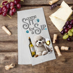 Bichon Frise "Come Sit for a Sip" Tea Towel  personalized gift for dog mom - Premium Kitchen Towel from Pat's Monograms - Just $14.95! Shop now at Pat's Monograms