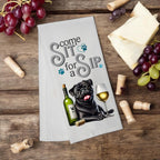 Pug, "Come Sit for a Sip" Tea Towel - Premium Kitchen Towel from Pat's Monograms - Just $14.95! Shop now at Pat's Monograms
