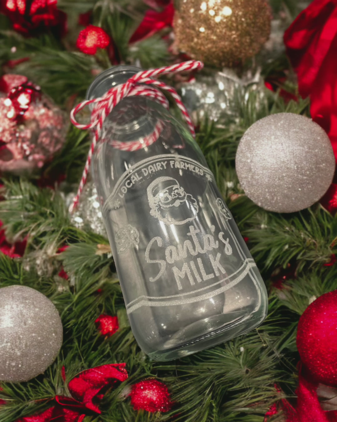 Santa's Milk Glass Bottles