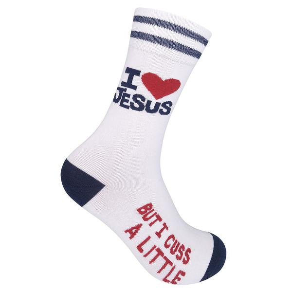 I Love Jesus but I Cuss a Little Socks - Premium Socks from Funatic - Just $12.95! Shop now at Pat's Monograms
