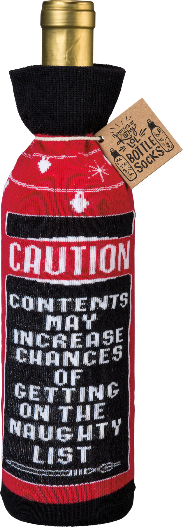 Bottle Sock - Naughty List Option - Premium wine accessories from Primitives by Kathy - Just $5.95! Shop now at Pat's Monograms