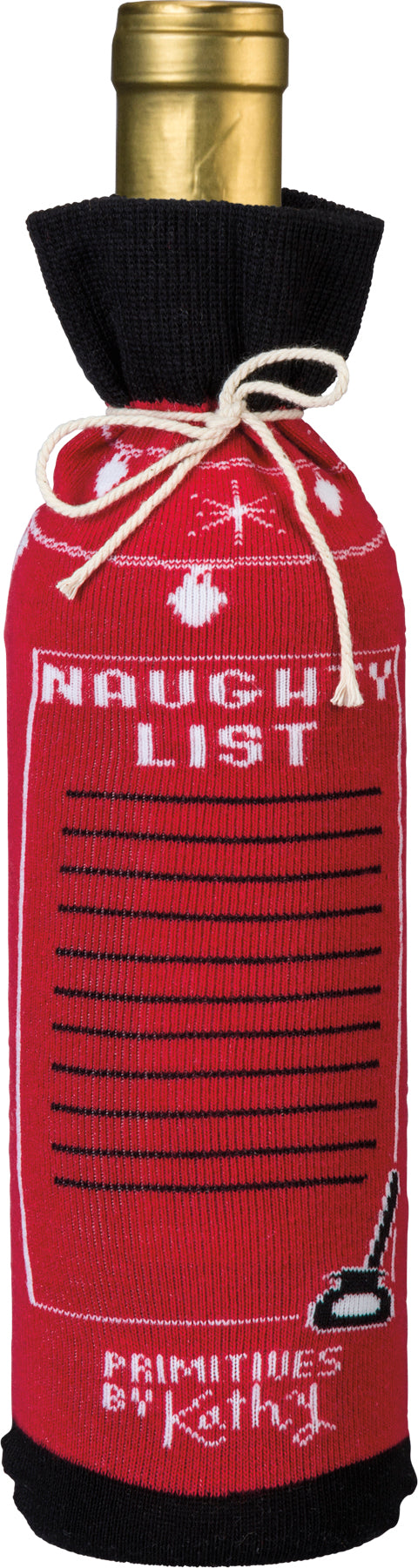 Bottle Sock - Naughty List Option - Premium wine accessories from Primitives by Kathy - Just $5.95! Shop now at Pat's Monograms