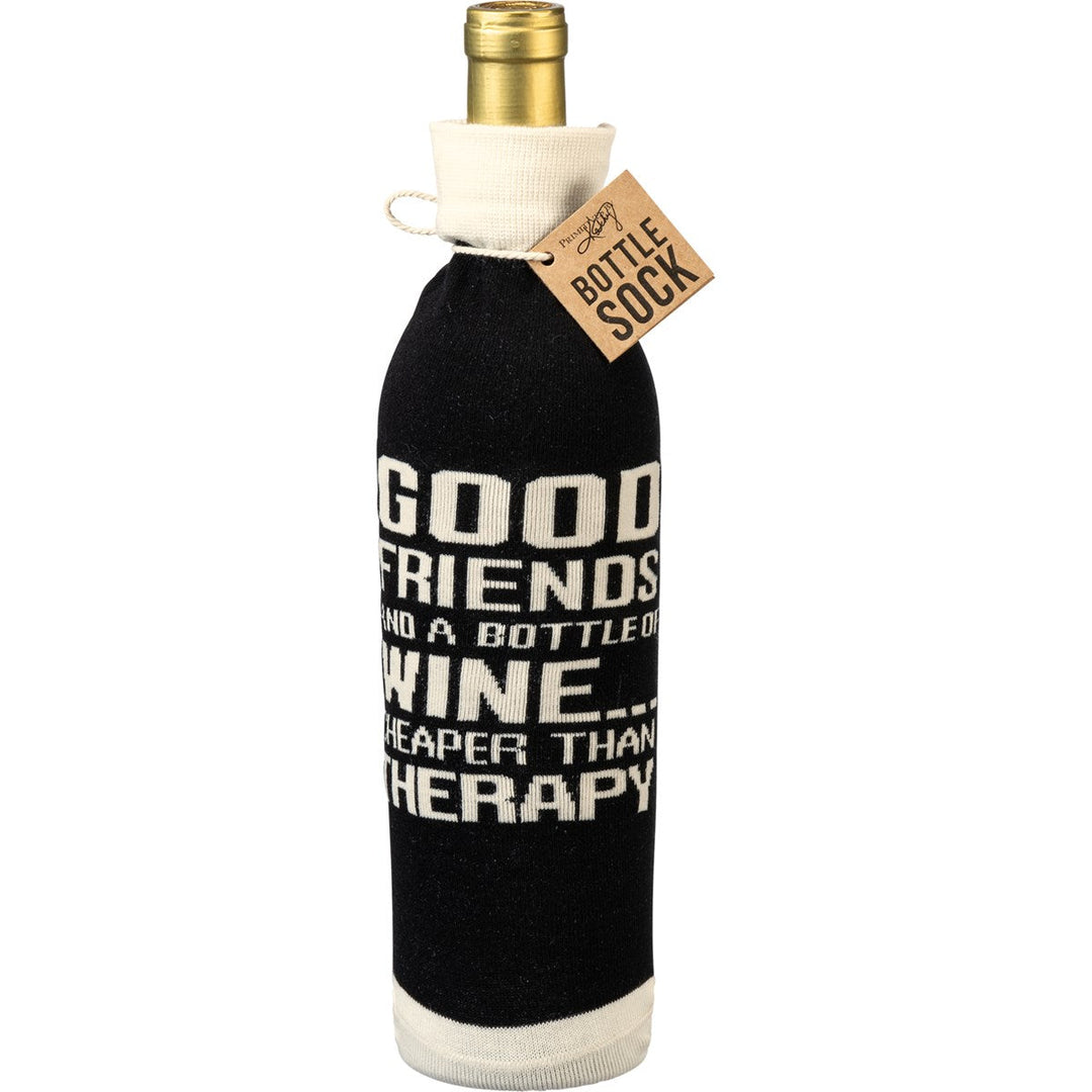 Bottle Sock - Good Friends and A Bottle of Wine - Premium wine accessories from Primitives by Kathy - Just $5.95! Shop now at Pat's Monograms