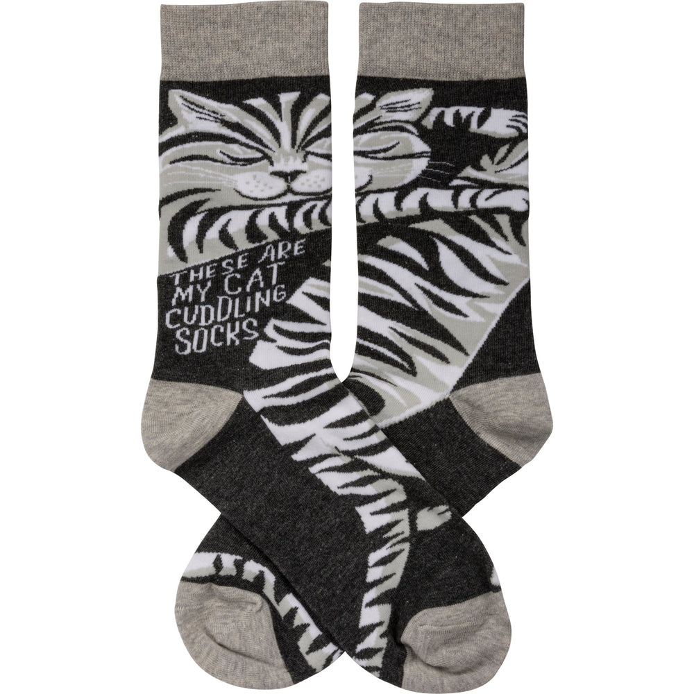 These Are My Cat Cuddling Socks - Premium Socks from Primitives by Kathy - Just $7.95! Shop now at Pat's Monograms