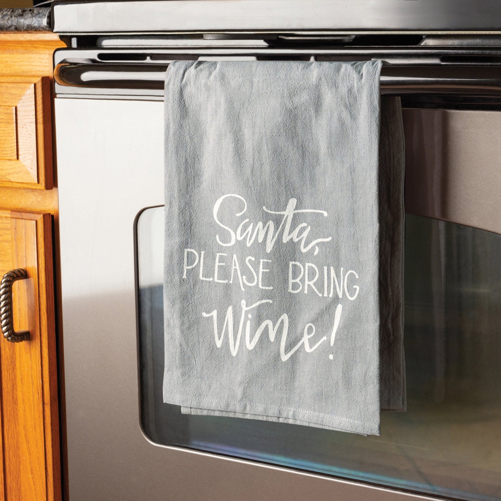 Kitchen Towel - Santa Please Bring Wine - Premium Kitchen Towel from Primitives by Kathy - Just $8.95! Shop now at Pat's Monograms