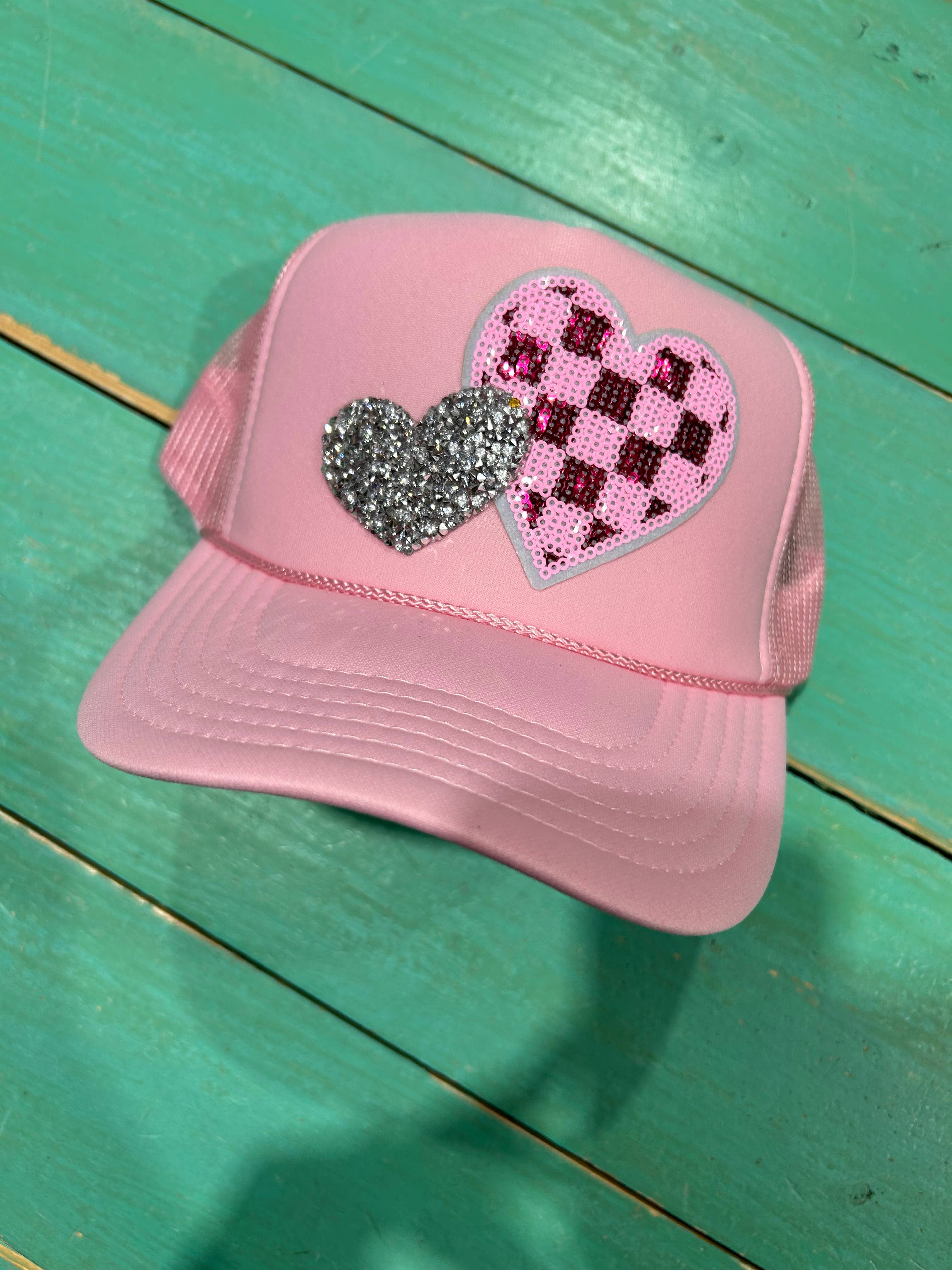 Checkered Heart Trucker Hat - Premium  from Vibes Hat Company - Just $22.95! Shop now at Pat's Monograms