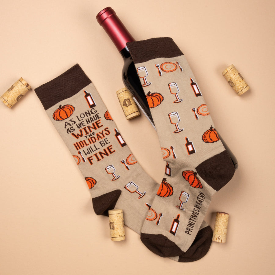 Socks - As Long As We Have Wine for Holidays Fine - Premium Socks from Primitives by Kathy - Just $7.95! Shop now at Pat's Monograms