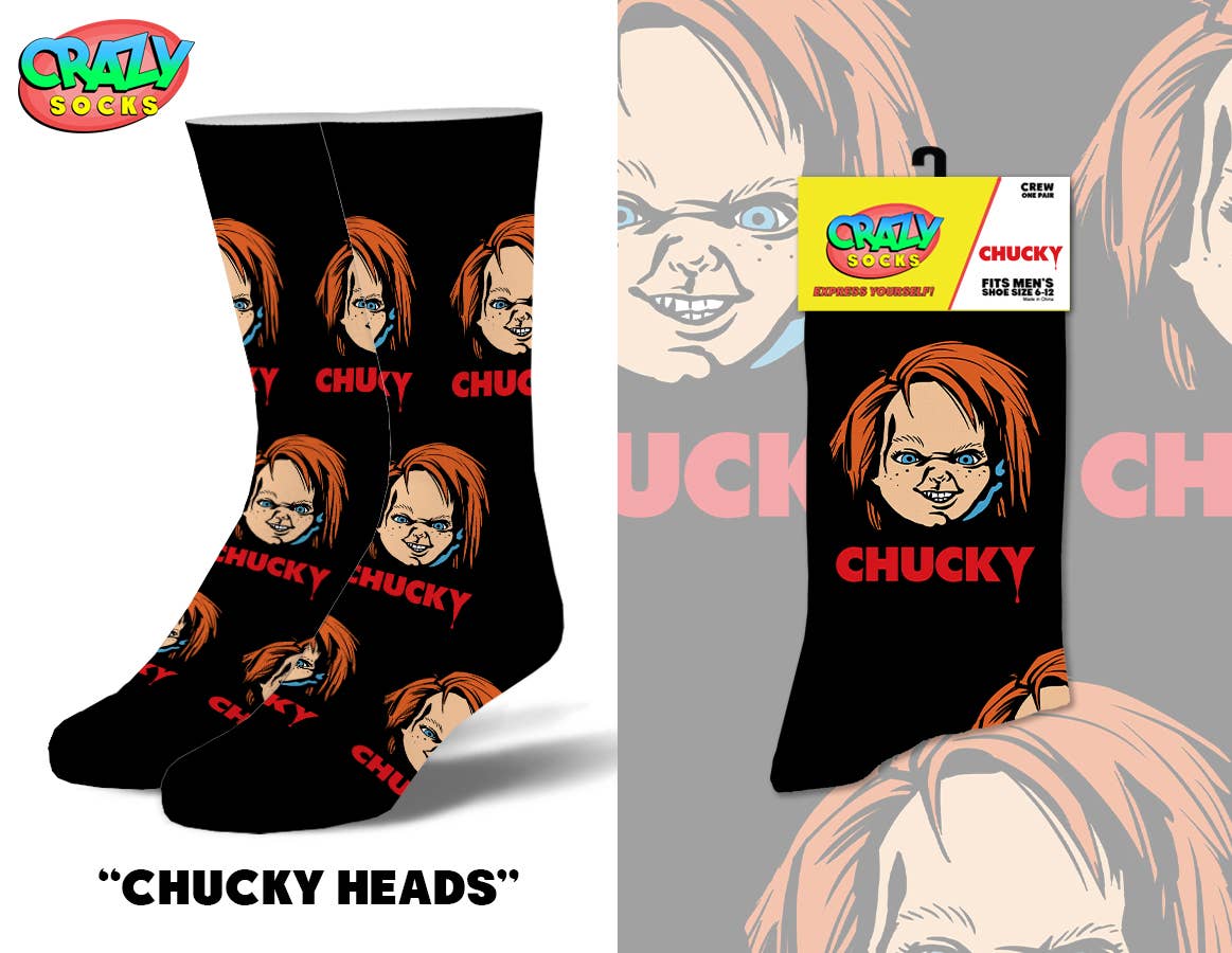 Chucky Logo - Mens Crew Folded - Premium Socks from Crazy Socks - Just $8! Shop now at Pat's Monograms