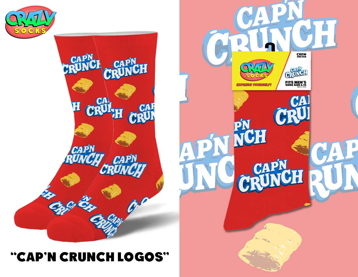 Capn Crunch Logos - Mens Crew Folded - Premium Socks from Crazy Socks - Just $8! Shop now at Pat's Monograms
