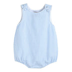 Light Blue Stripe Seersucker Bubble Romper - Premium Baby & Toddler Outfits from Lil Cactus - Just $32.95! Shop now at Pat's Monograms