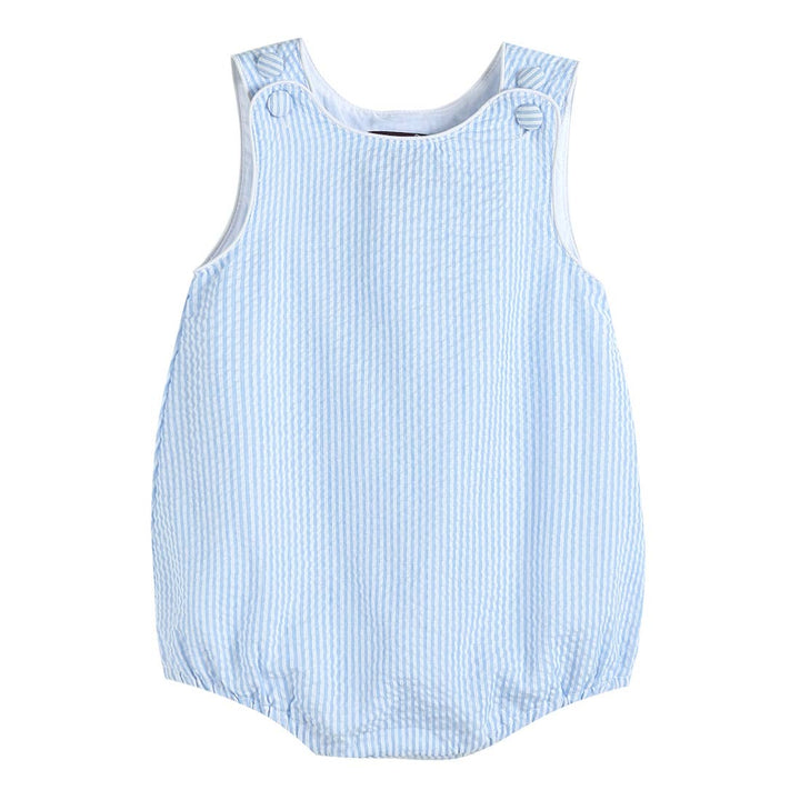 Light Blue Stripe Seersucker Bubble Romper - Premium Baby & Toddler Outfits from Lil Cactus - Just $28.95! Shop now at Pat's Monograms