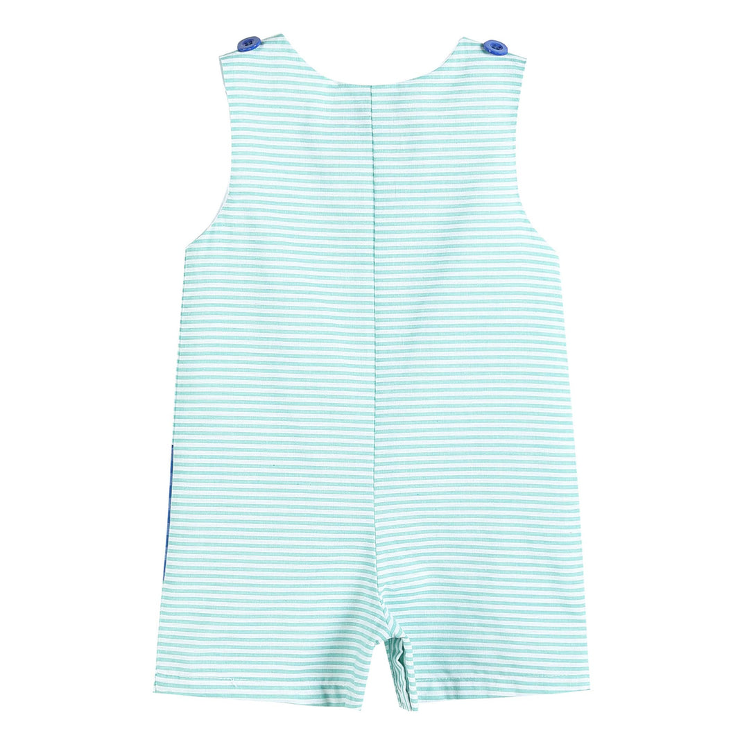 Lil Cactus - Aqua Striped Alligator Shortalls - Premium Baby & Toddler Outfits from Lil Cactus - Just $28.95! Shop now at Pat's Monograms