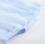 Light Blue Stripe Seersucker Bubble Romper - Premium Baby & Toddler Outfits from Lil Cactus - Just $32.95! Shop now at Pat's Monograms