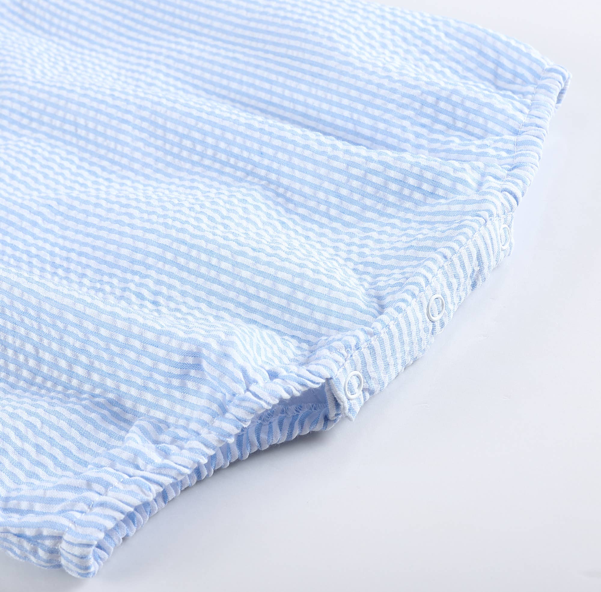 Light Blue Stripe Seersucker Bubble Romper - Premium Baby & Toddler Outfits from Lil Cactus - Just $32.95! Shop now at Pat's Monograms