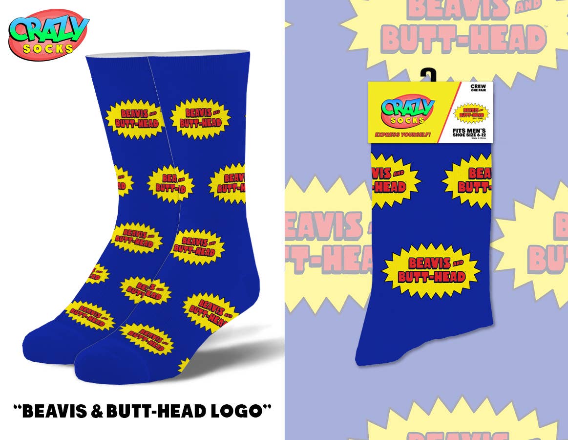 Beavis & Butthead - Mens Crew Folded - Premium Socks from Crazy Socks - Just $8! Shop now at Pat's Monograms